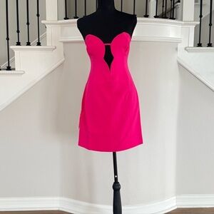 💕💕💕 $119 Bardot Mini Dress Pop Pink Strapless Cutout Bodycon US 10 NWT